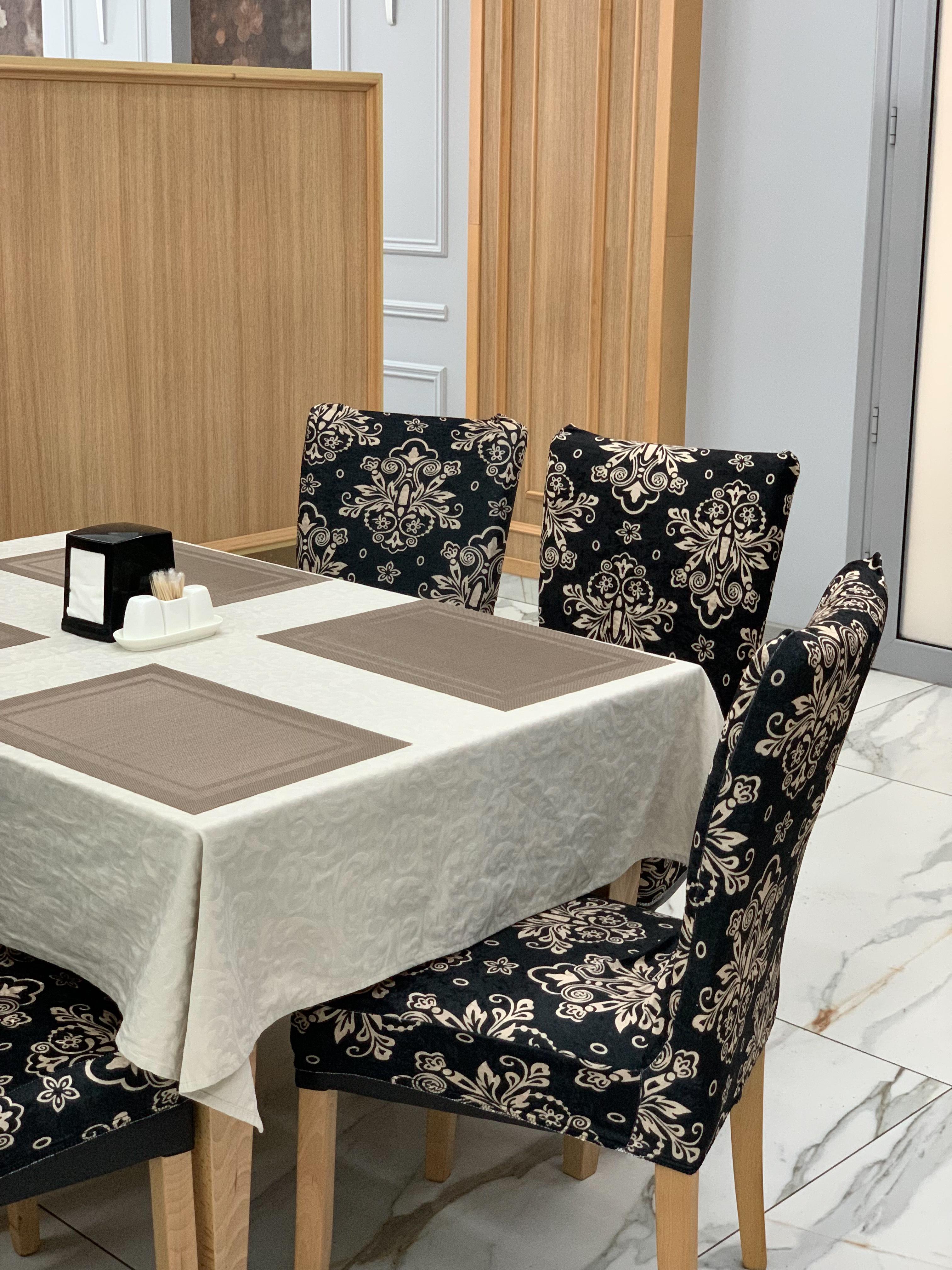 Чехол для стула Gospo 0001 Вензель со спинкой эластичный универсальный натяжной Черный/Бежевый (E-0001) - фото 5 Чехол для стула Gospo 0001 Вензель со спинкой эластичный универсальный натяжной Черный/Бежевый (E-0001) - фото 5