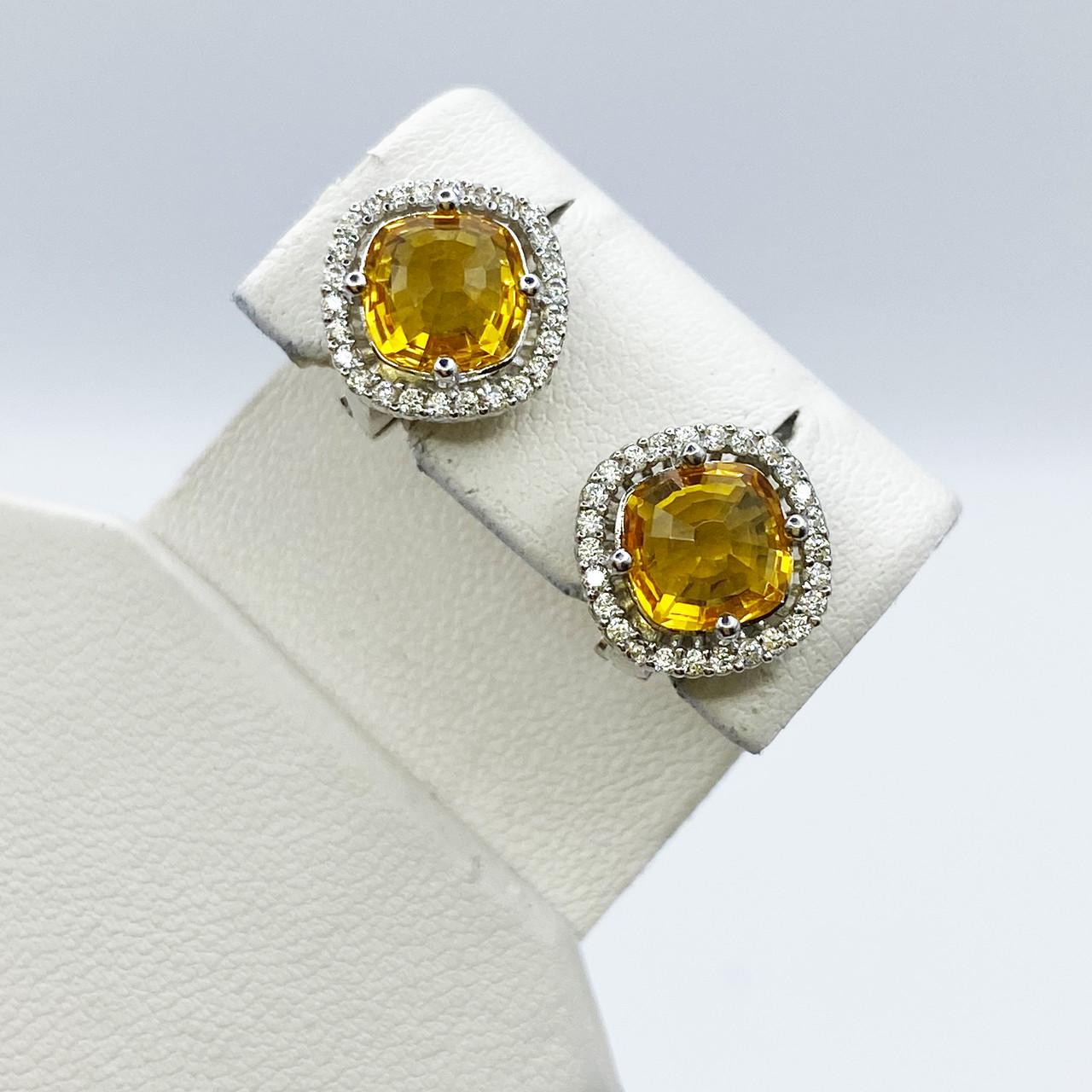 Серьги серебряные с цитриновым кварцем 3,65 г (2189535291)