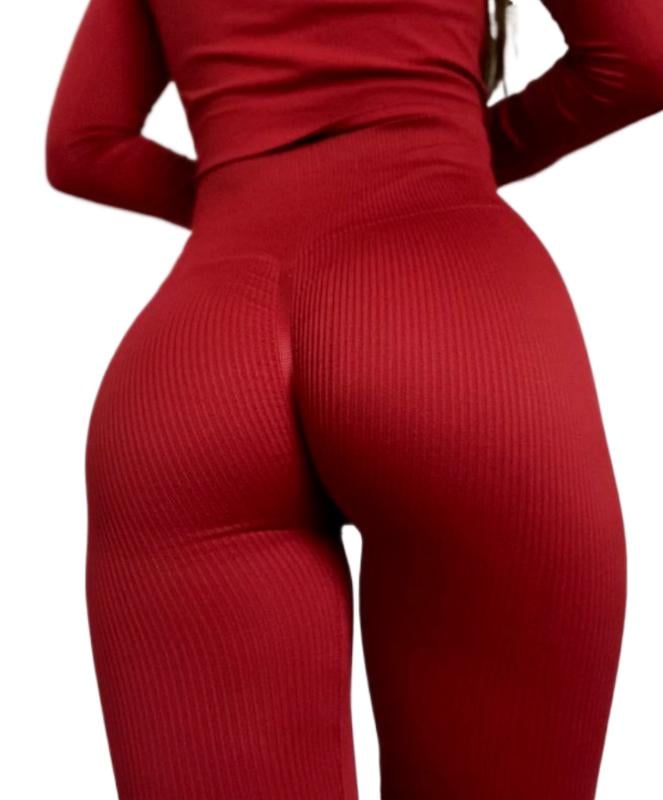 Легінси Giulia Leggings Rib Winery в рубчик з моделюючим швом ззаду S/M Червоний - фото 2