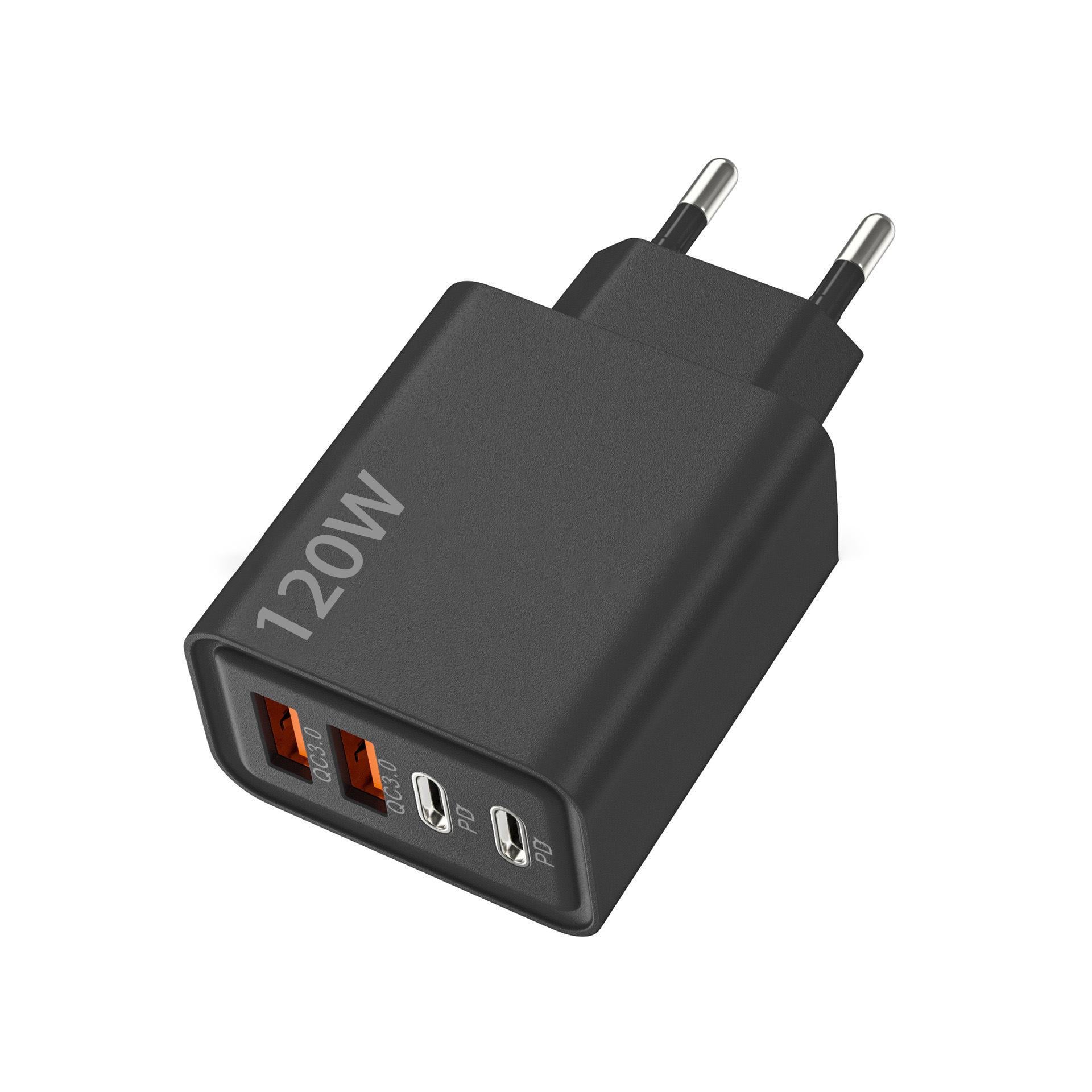 Зарядное устройство для ILEPO 120W быстрая зарядка для телефона/планшета 2 USB + 2 Type-C Black (19024)