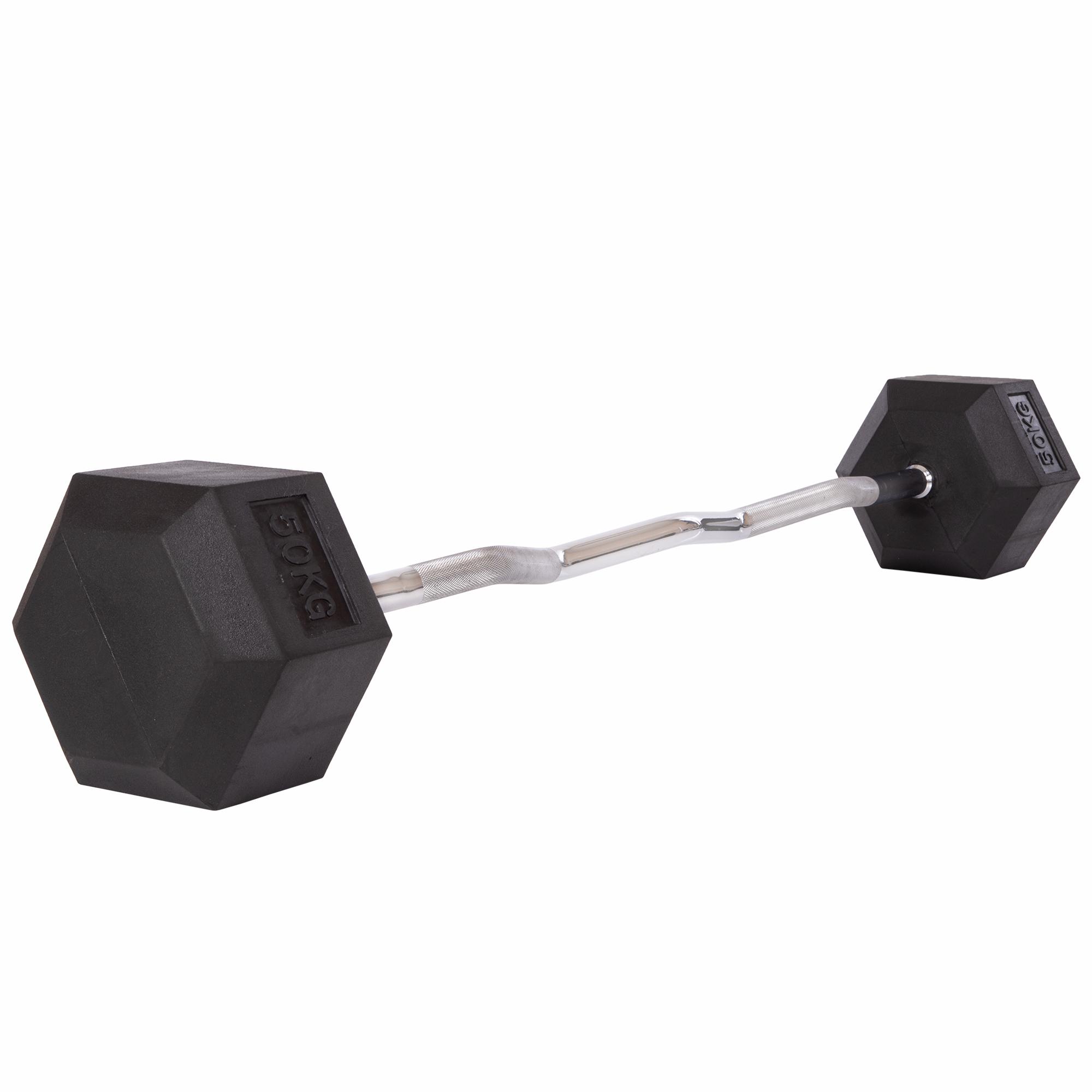 Штанга фиксированная обрезиненная Rubber Hexagon Barbell Zelart TA-6231-50 95 см 50 кг (DR002559)