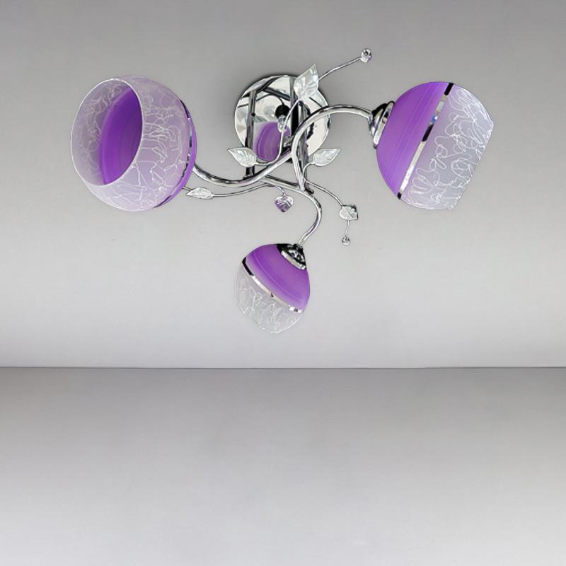 Люстра стельова Light House SRS-16212/3 на три лампи Хром/Фіолетовий