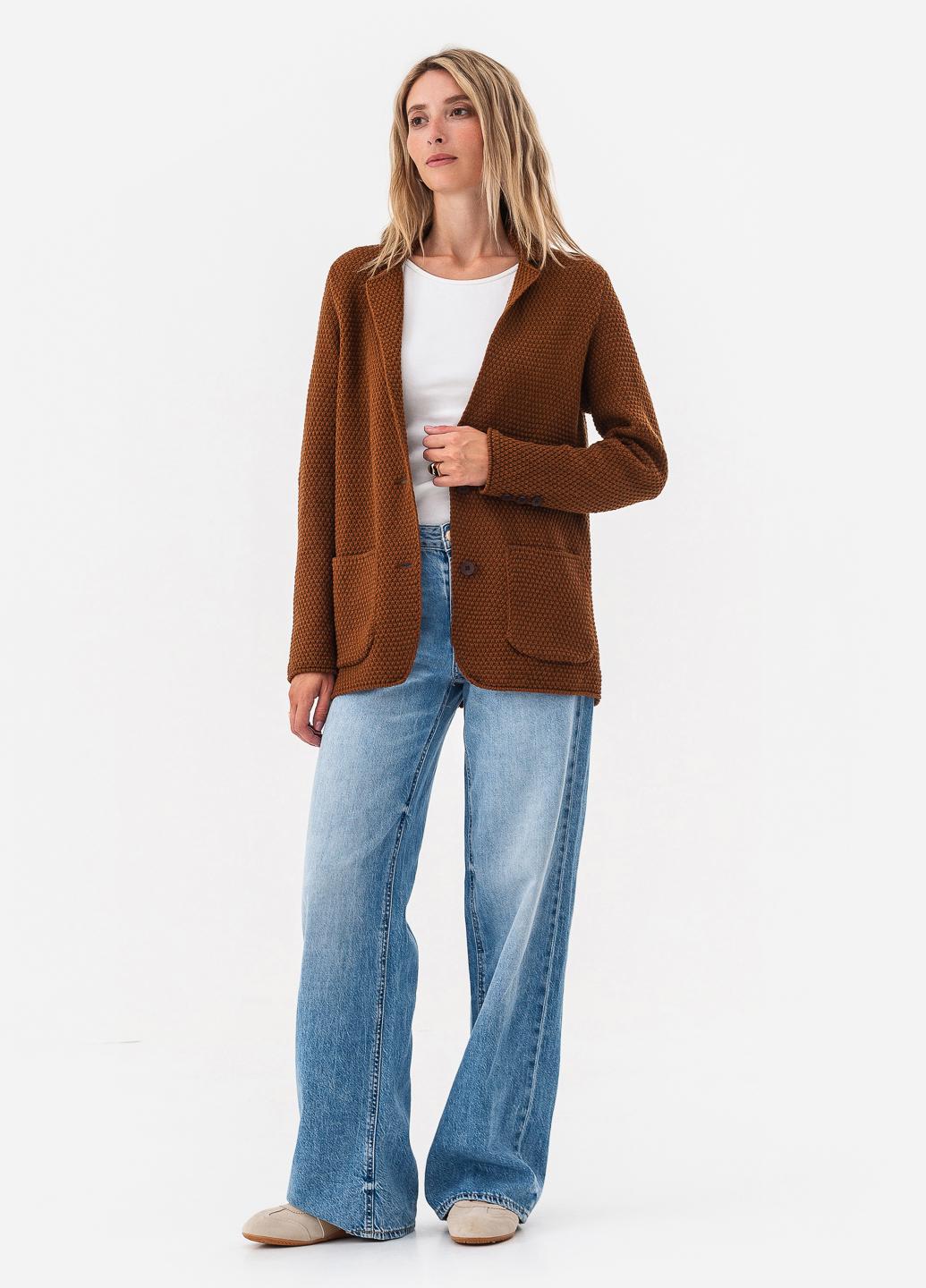 Піджак жіночий рисової в'язки SVTR р. 52-54 Коричневий (598) - фото 6 Піджак жіночий рисової в'язки SVTR р. 52-54 Коричневий (598) - фото 6