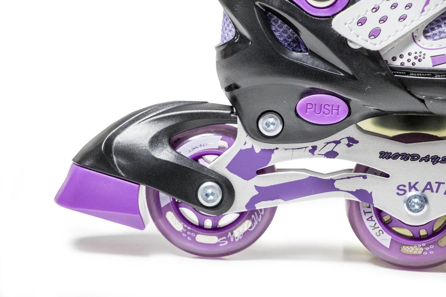 Роликовые коньки Happy Mondays колеса со светом PU 16-18 см р. 27-30 Violet (3521526) - фото 5 Роликовые коньки Happy Mondays колеса со светом PU 16-18 см р. 27-30 Violet (3521526) - фото 5
