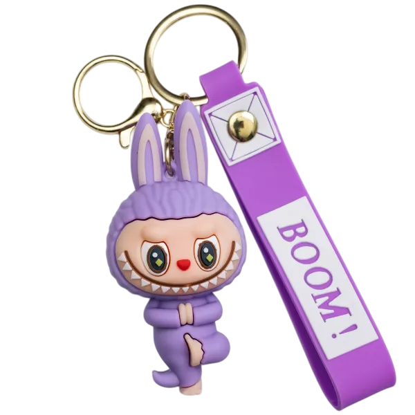 Брелок для ключей Лабубу Purple Yoga 4х8 см Фиолетовый