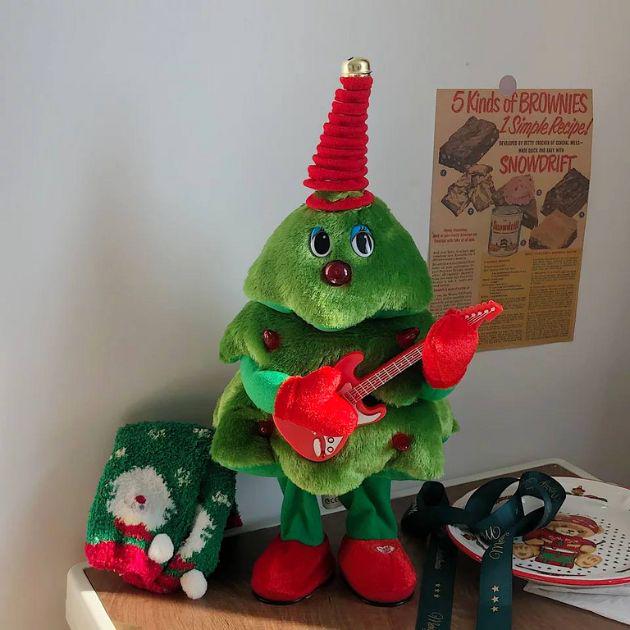Ялинка іграшка яка співає і танцює новорічна танцююча з гітарою музична 40 см Зелений - фото 5 Ялинка іграшка яка співає і танцює новорічна танцююча з гітарою музична 40 см Зелений - фото 5
