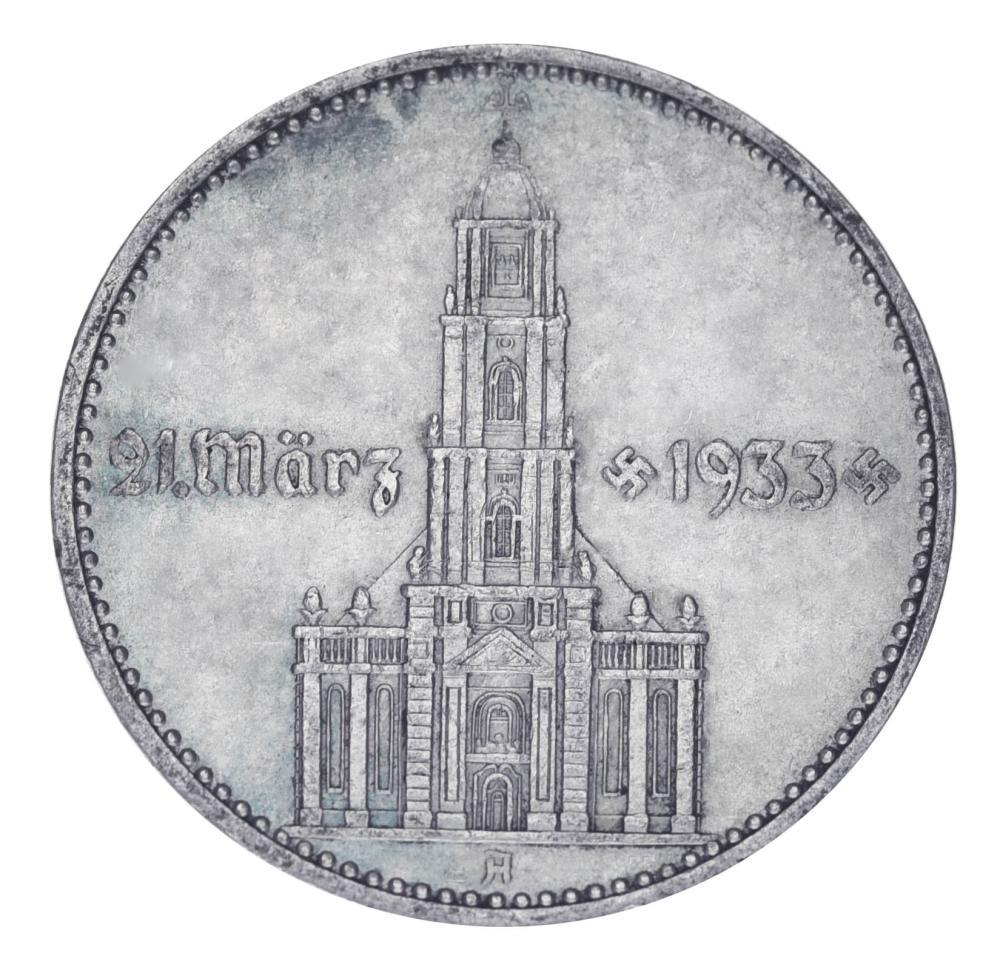 Коллекционная монета Германия 2 марки 1934 Серебро F-VF A Кирха с датой 1933