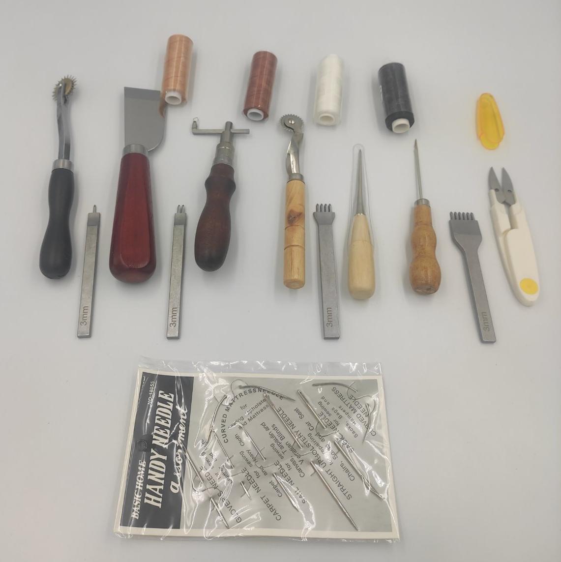 Набор инструментов для работы с кожей с нитками и иглами (23) - фото 5