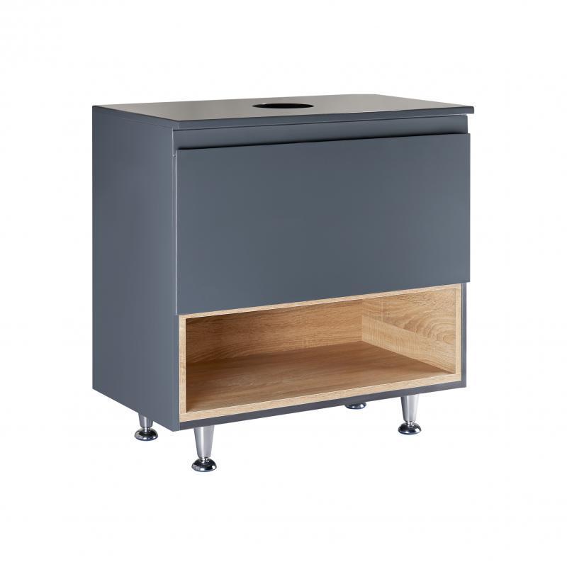 Тумба напольная Qtap Robin со столешницей 600х616х437 мм Graphite/Whitish oak (QT1380TNН6002GWO)