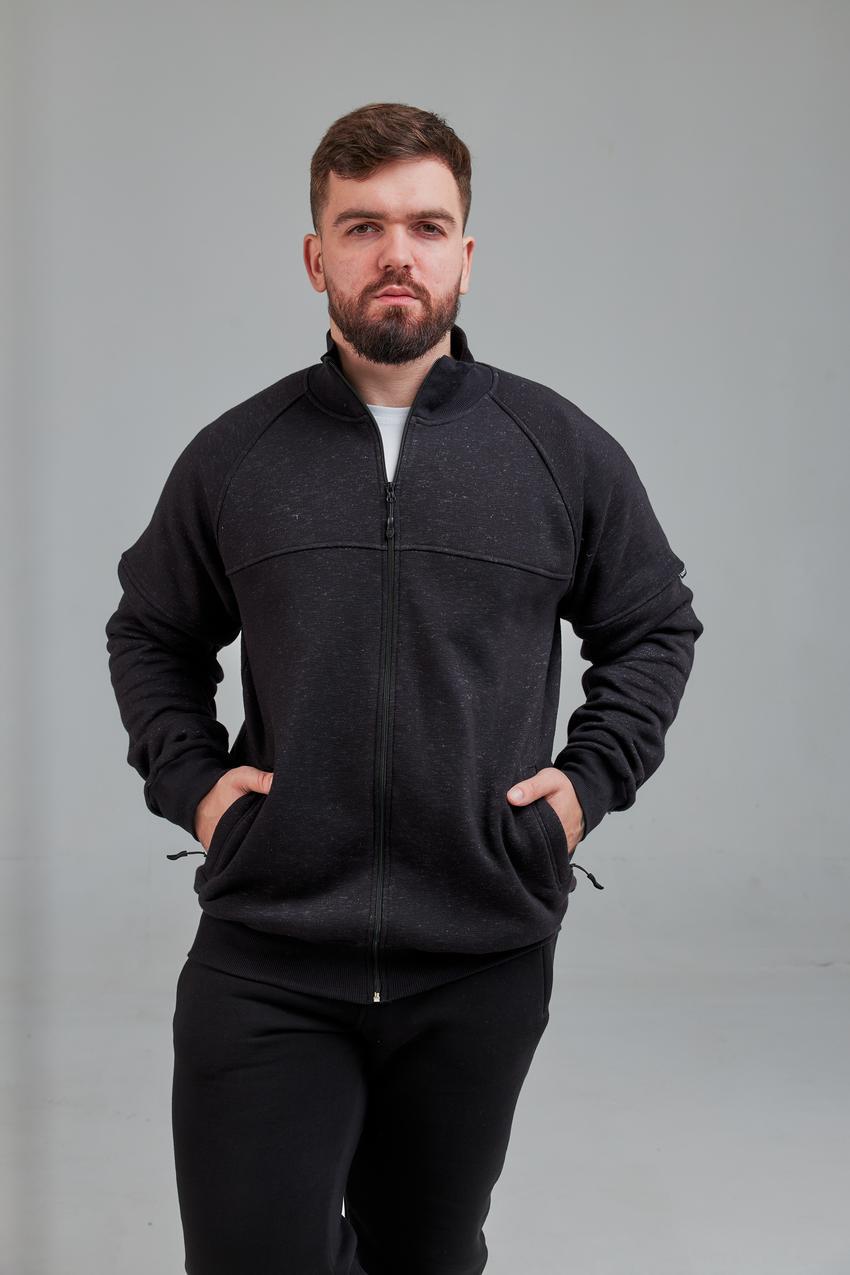 Кофта мужская М0143.4 на замке 3XL Черный флам (636-1-65)