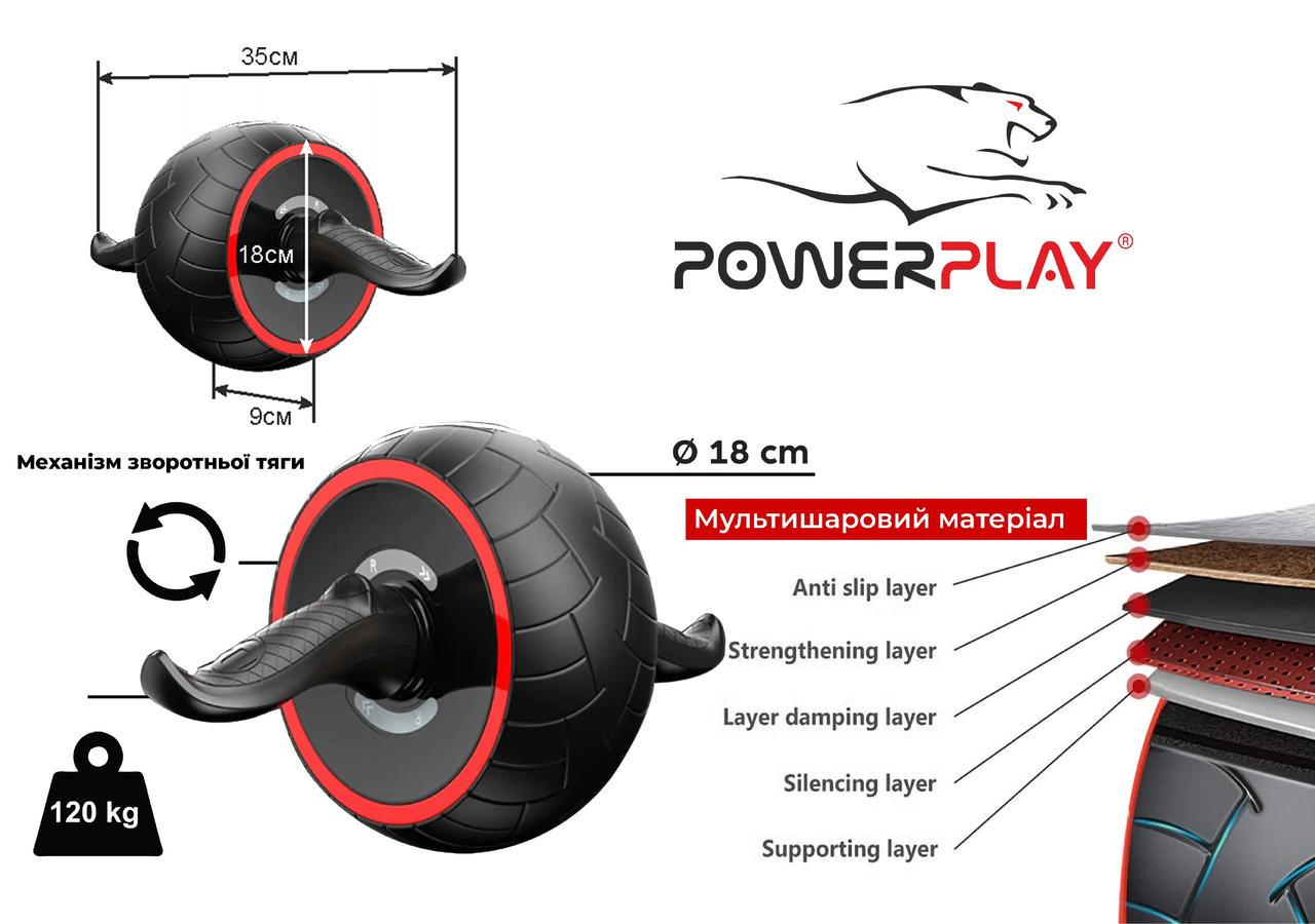 Колесо для пресса PowerPlay 4326 с возвратным механизмом Черно-красный - фото 4