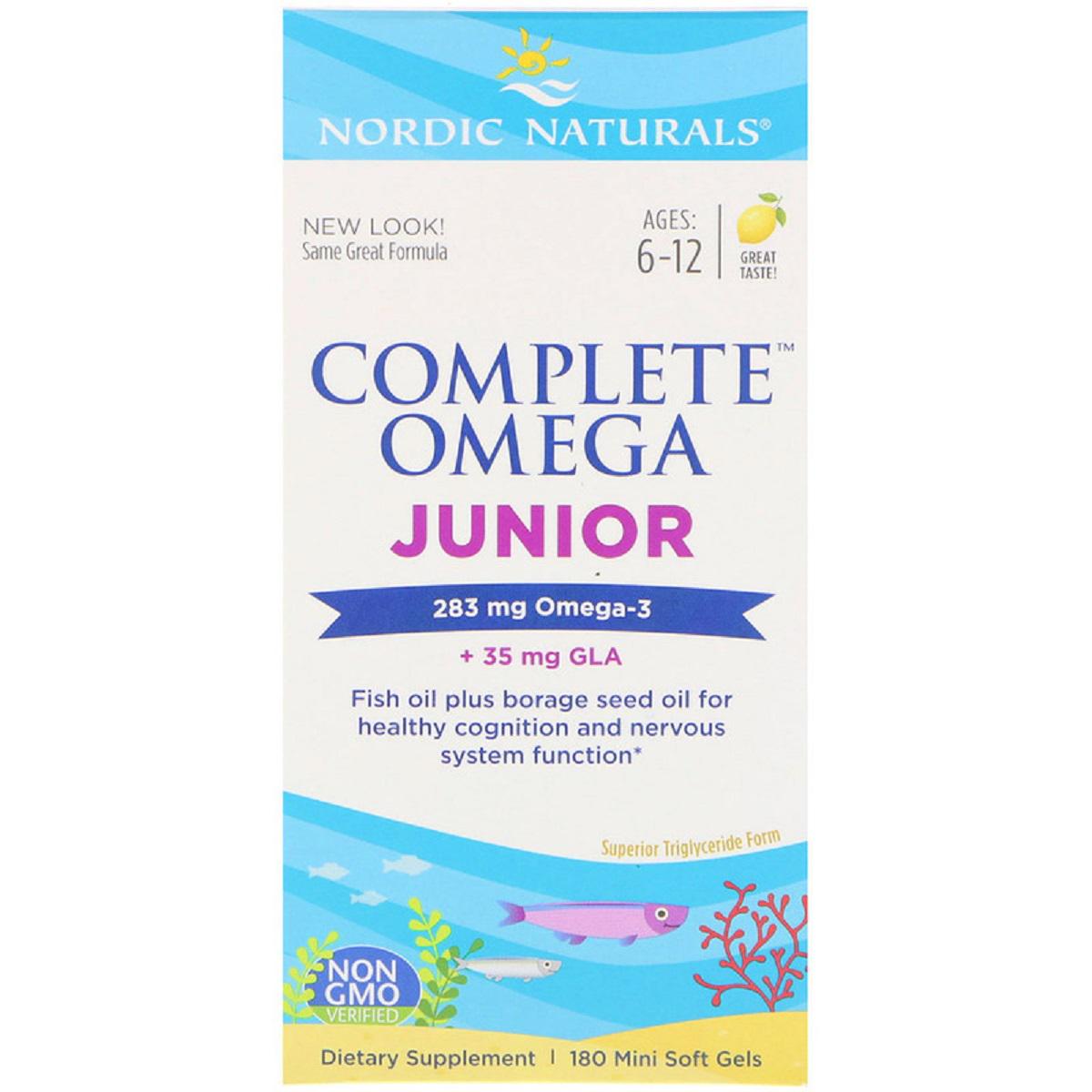 Риб'ячий жир для підлітків Nordic Naturals Complete Omega Junior зі смаком лимона 283 мг 180 капсул (NOR02775)