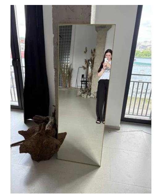 Дзеркало настінне в алюмінієвій рамі для передпокою 200х100 см Золотистий (29067274) - фото 5