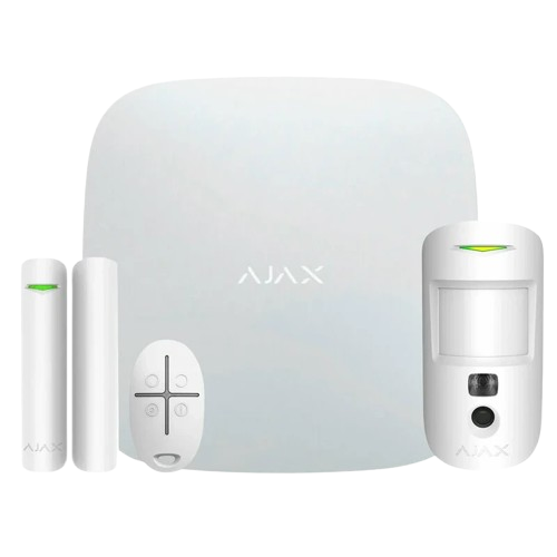 Комплект сигнализации Ajax StarterKit Cam Plus ECG/8EU UA с возможностью подключения к 200 устройствам Белый (493ecb82)