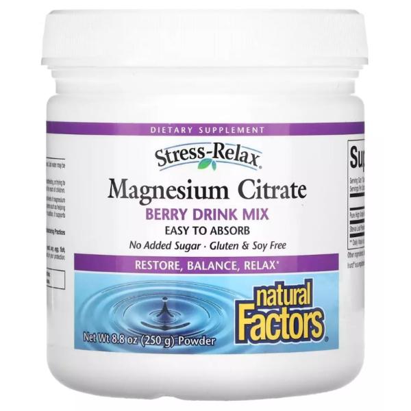 Микроэлемент Магний Natural Factors Stress-Relax Magnesium Citrate 250 г 75 услуг Berry Drink mix (000022096) Микроэлемент Магний Natural Factors Stress-Relax Magnesium Citrate 250 г 75 услуг Berry Drink mix (000022096)