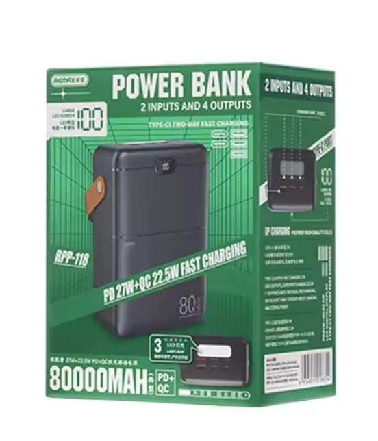 Повербанк Remax RPP-118 80000 mAh QC/PD 27W 3USB/Type-C QC/PD - фото 9