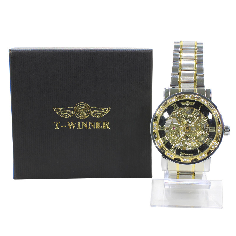 Годинники чоловічий з стразами Winner Diamonds W614 Silver/Gold/Black - фото 2 Годинники чоловічий з стразами Winner Diamonds W614 Silver/Gold/Black - фото 2