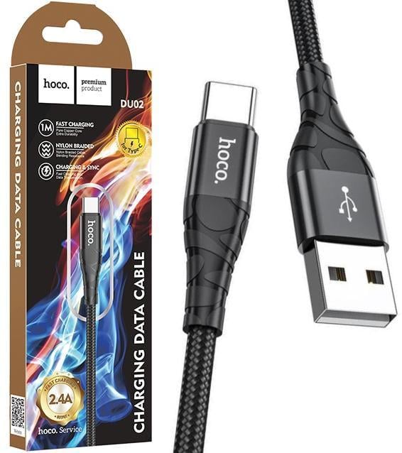 Кабель інтерфейсний Hoco DU02 USB-Type-C 1 м Black (23588)