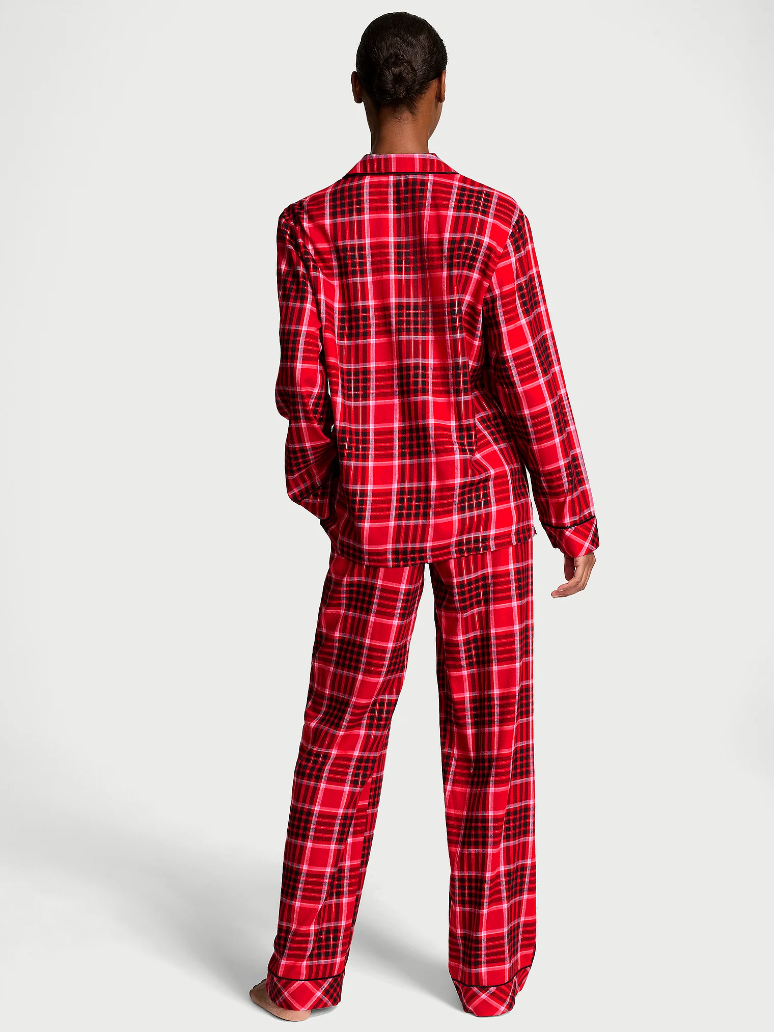 Піжама жіноча Victoria's Secret Flannel Long Pajama Set фланелева M Червоний у клітинку (23226542) - фото 2