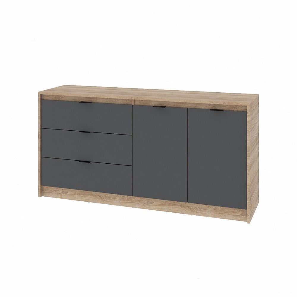 Комод большой с дверью и 3-мя ящиками Еверест Сити-1500 150,2х38х74,6 Дуб Сонома/Графит (DTM-071101)