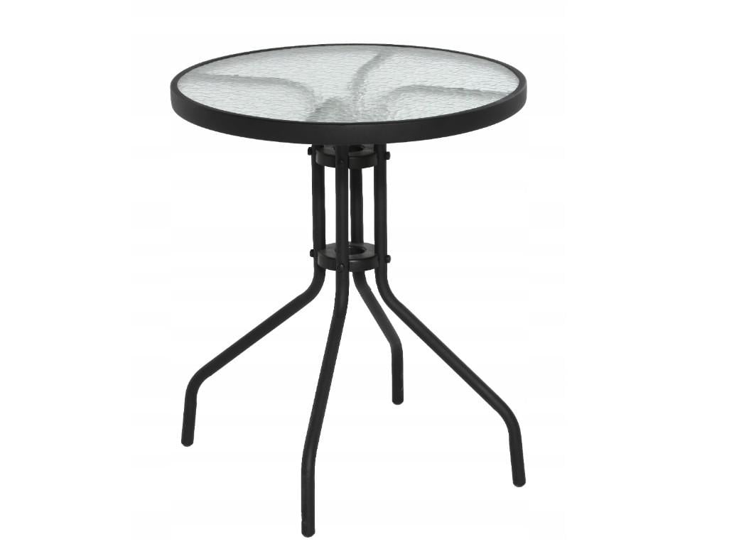 Стол стеклянный OTE Bistro круглый для сада/террасы/балкона 60x70 см Черный (OTE-001)