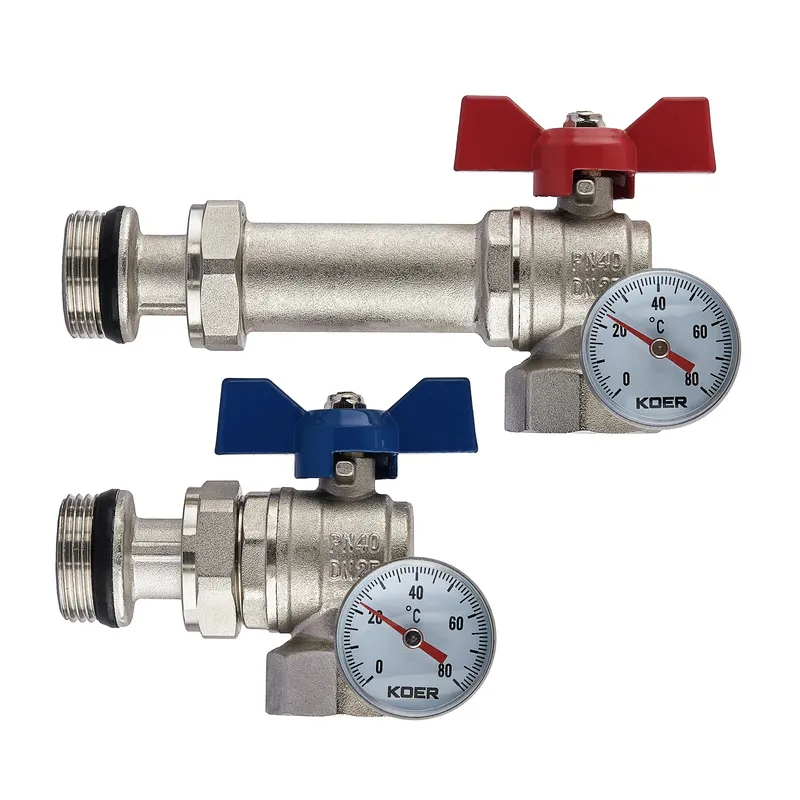 Кран шаровой KOER Set-26 KR5470 1" ВН с термометром бабочка (184067)