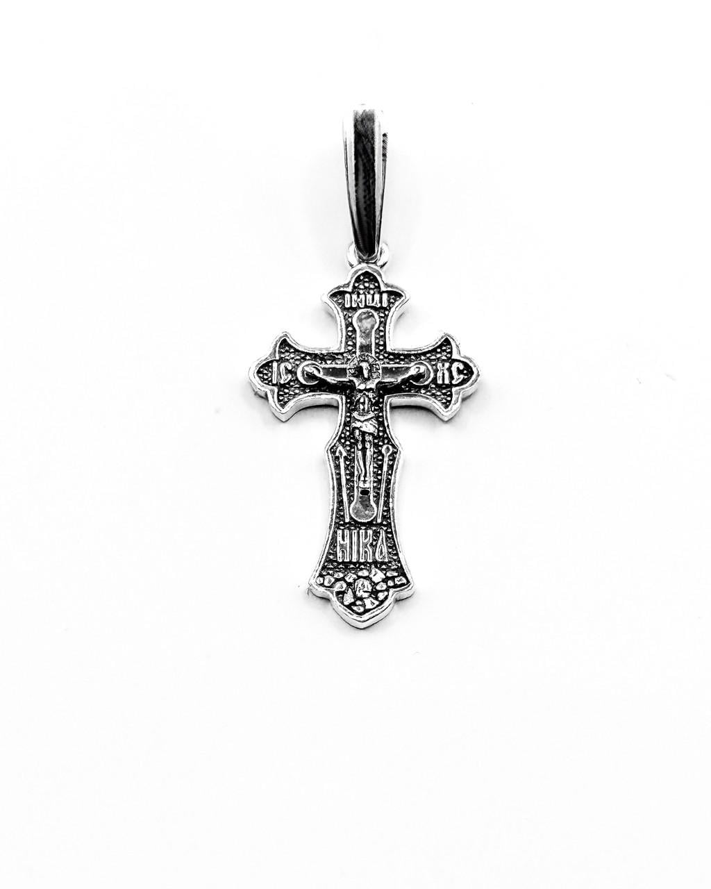 Крестик серебряный маленький 925 пробы с чернением (КДУ-58)