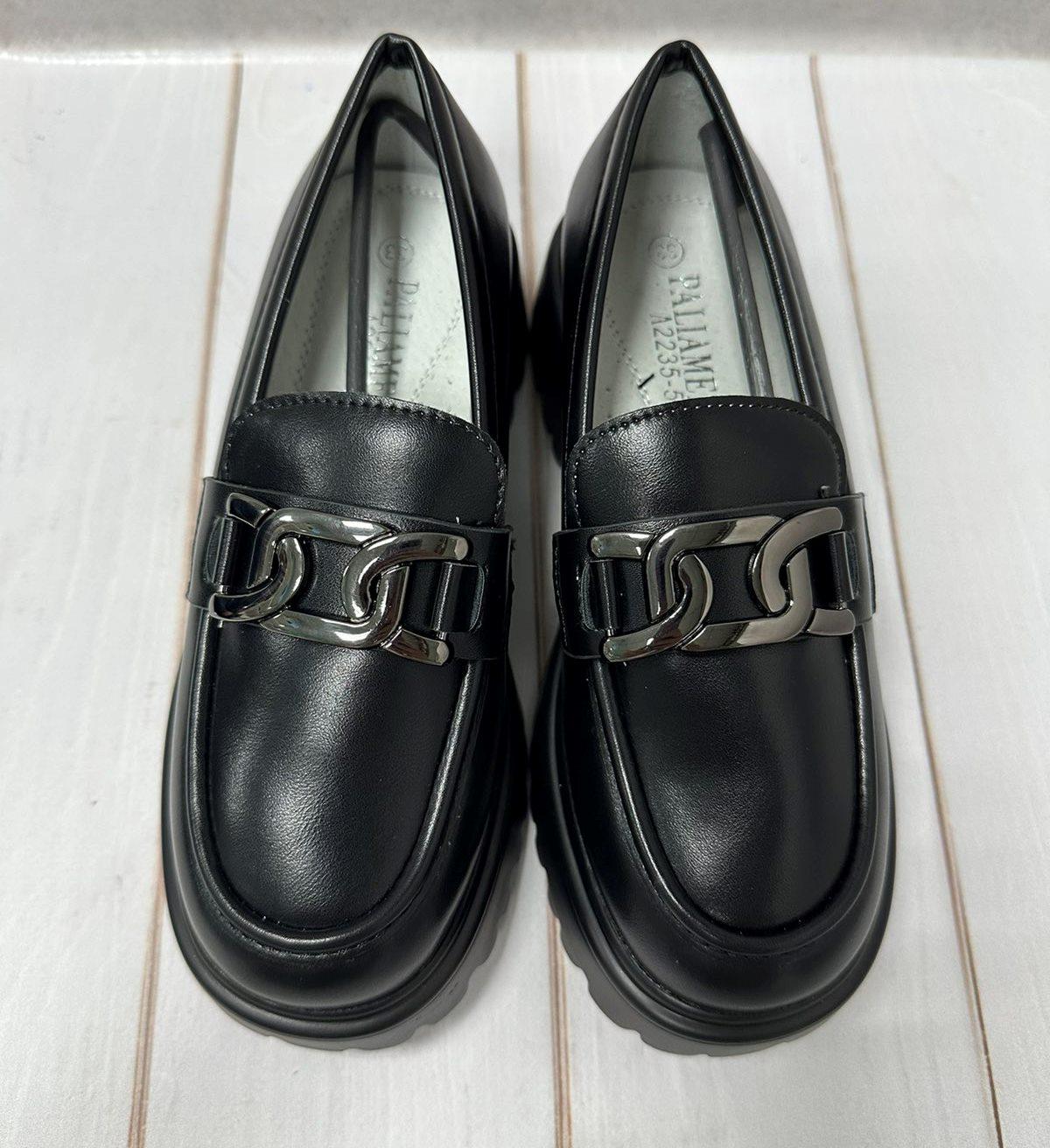 Туфли лоферы детские на платформе Paliament для девочки р. 35 Черный (11641137) - фото 7