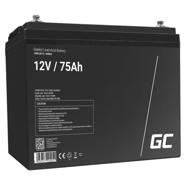 Акумулятор для ДБЖ Green Cell AGM25 12V 75Ah (515905) - фото 1
