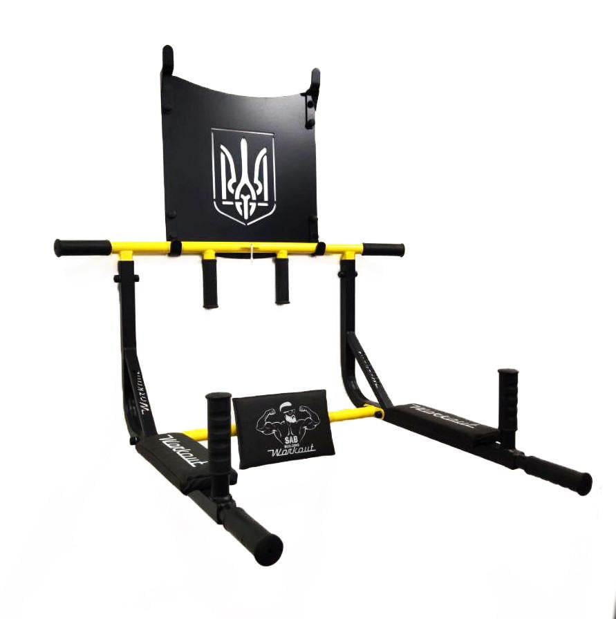 Турнік-бруси SAB Workout WО настінний розбірний з гербом з адаптивною спинкою для преса (0075) - фото 7