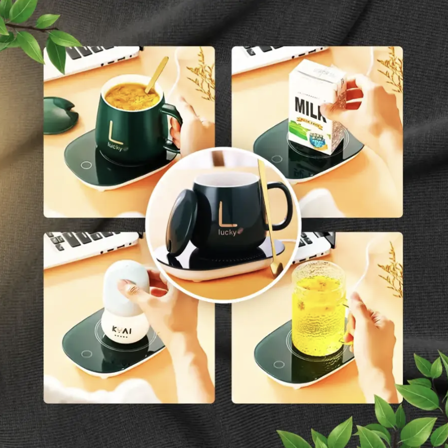 Подарунковий набір керамічна чашка 380 мл з підігрівом від мережі/кришка/підставка та ложка Зелений (Е500199) - фото 6 Подарунковий набір керамічна чашка 380 мл з підігрівом від мережі/кришка/підставка та ложка Зелений (Е500199) - фото 6