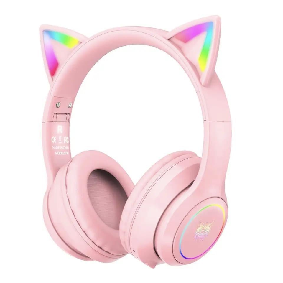 Наушники игровые Onikuma B90 RGB с кошачьими ушками Розовый (26389393)