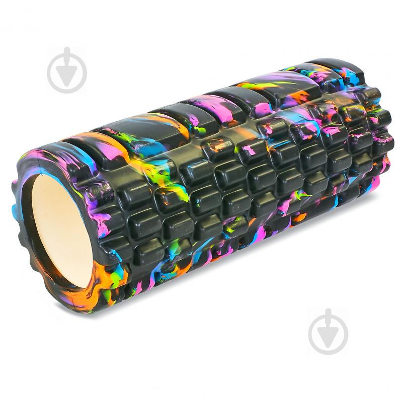 Роллер для занятий йогой и пилатесом PS Grid Combi Roller l-33см мультиколор FI-4940 Черно-оранжевый