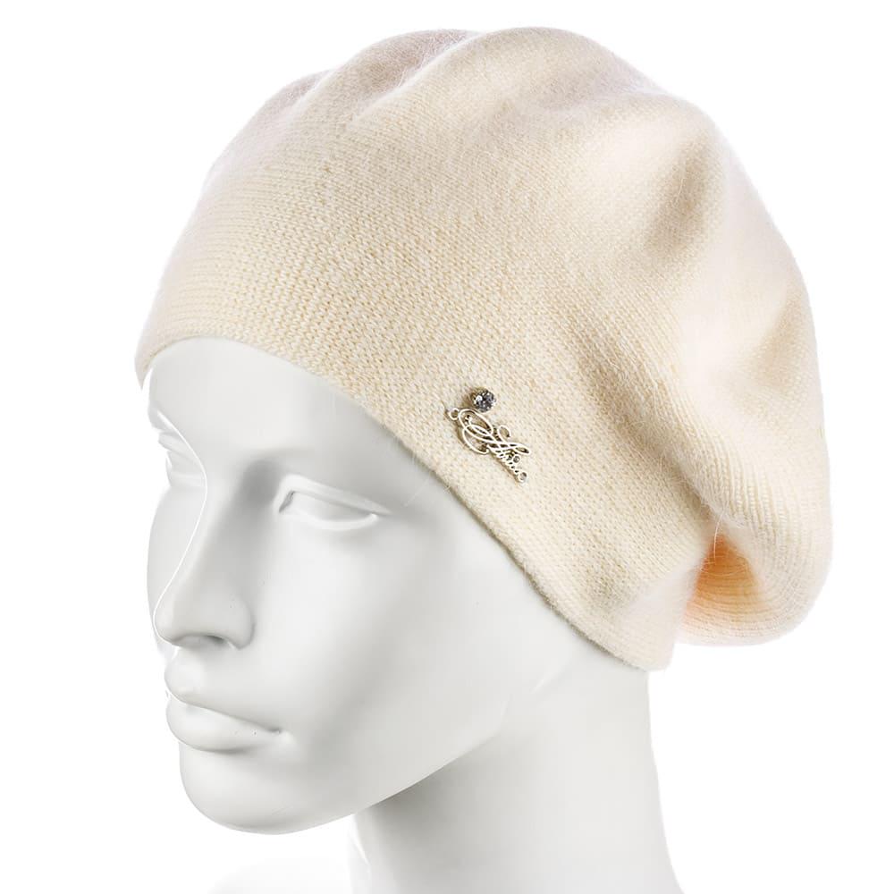 Берет ангоровый Actrics WH774 двойной на ножке без украшений L р. 57-58 Ванильный