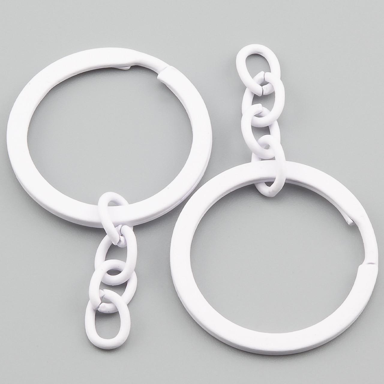 Основа для брелка колечко с цепью 30х54 мм 10 шт. Белый (ОМ0030б02)