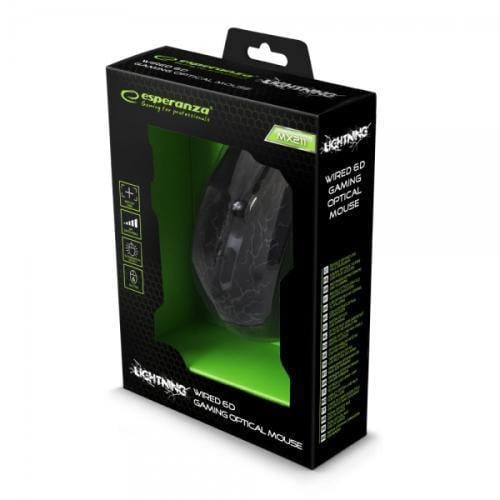 Комп'ютерна мишка Esperanza MX211 Optical USB 2400 dpi підсвічування Чорний (EGM211R)