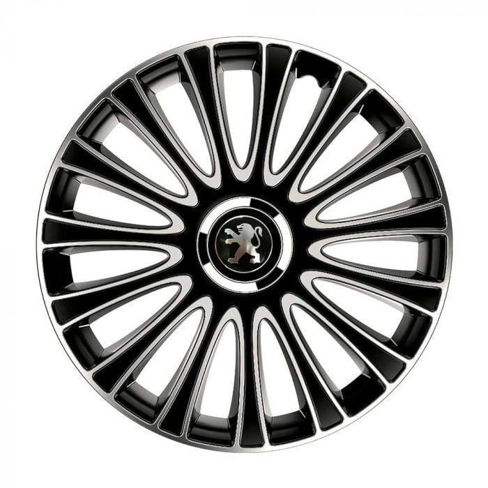 Колпаки для колес 4 Racing Le Mans Pro R14 с логотипом Peugeot 4 шт. Silver/Black