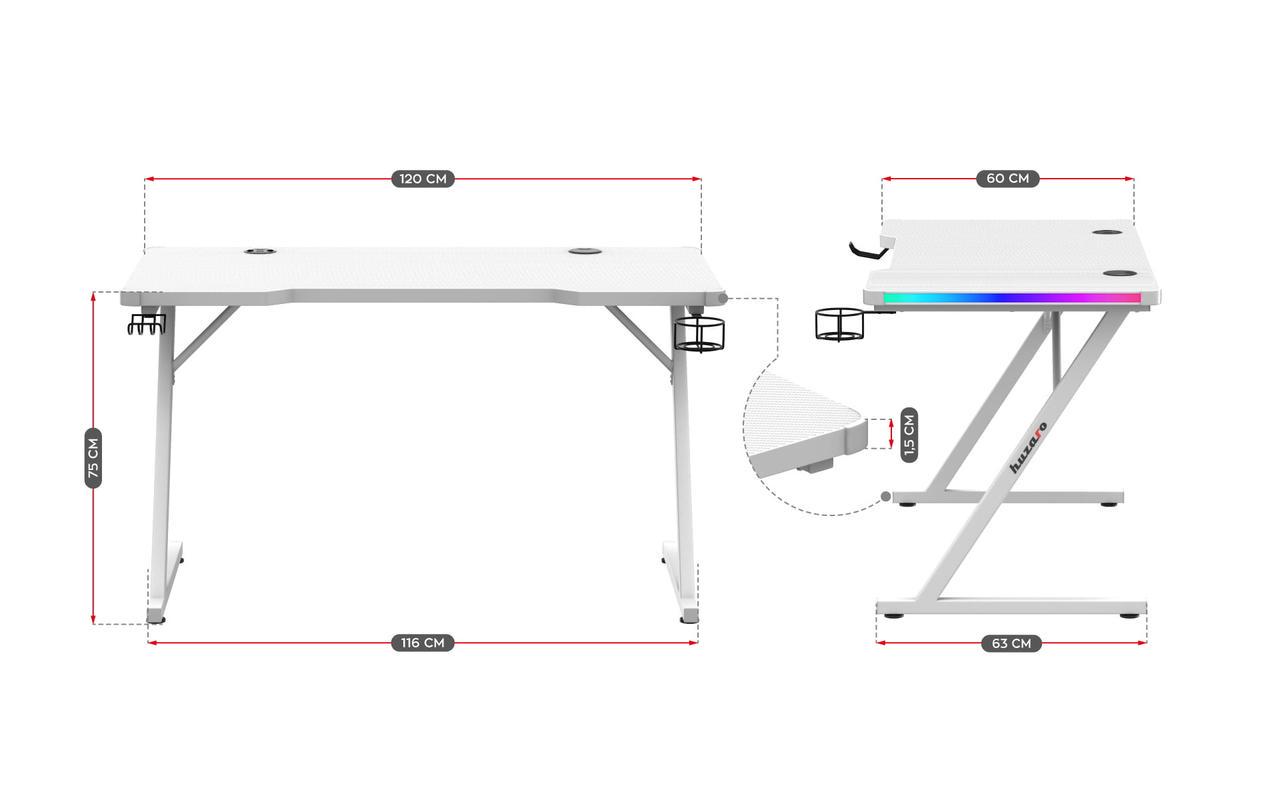 Комп'ютерний стіл Huzaro Hero 2.5 RGB White (20698474) - фото 9