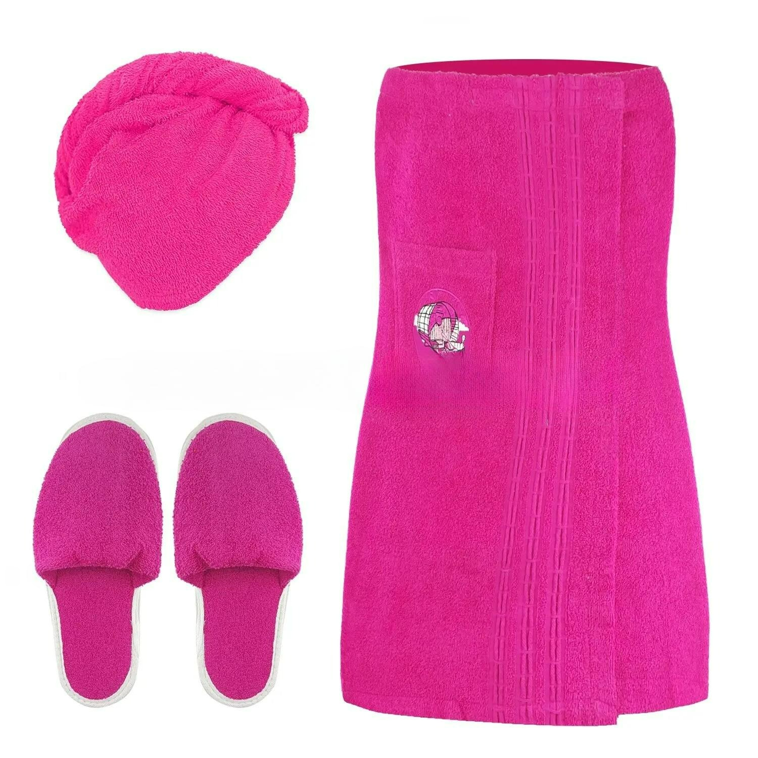 Женский подарочный набор Swan Home Collection Sauna Towel Set для бани/сауны/SPA Темно-розовый (21998873) - фото 1