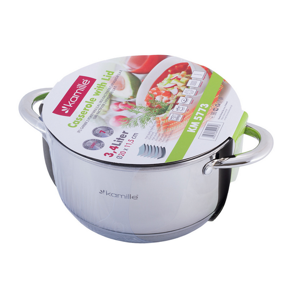 Каструля з кришкою Kamille з нержавіючої сталі 3,4 л (5773 ) - фото 4