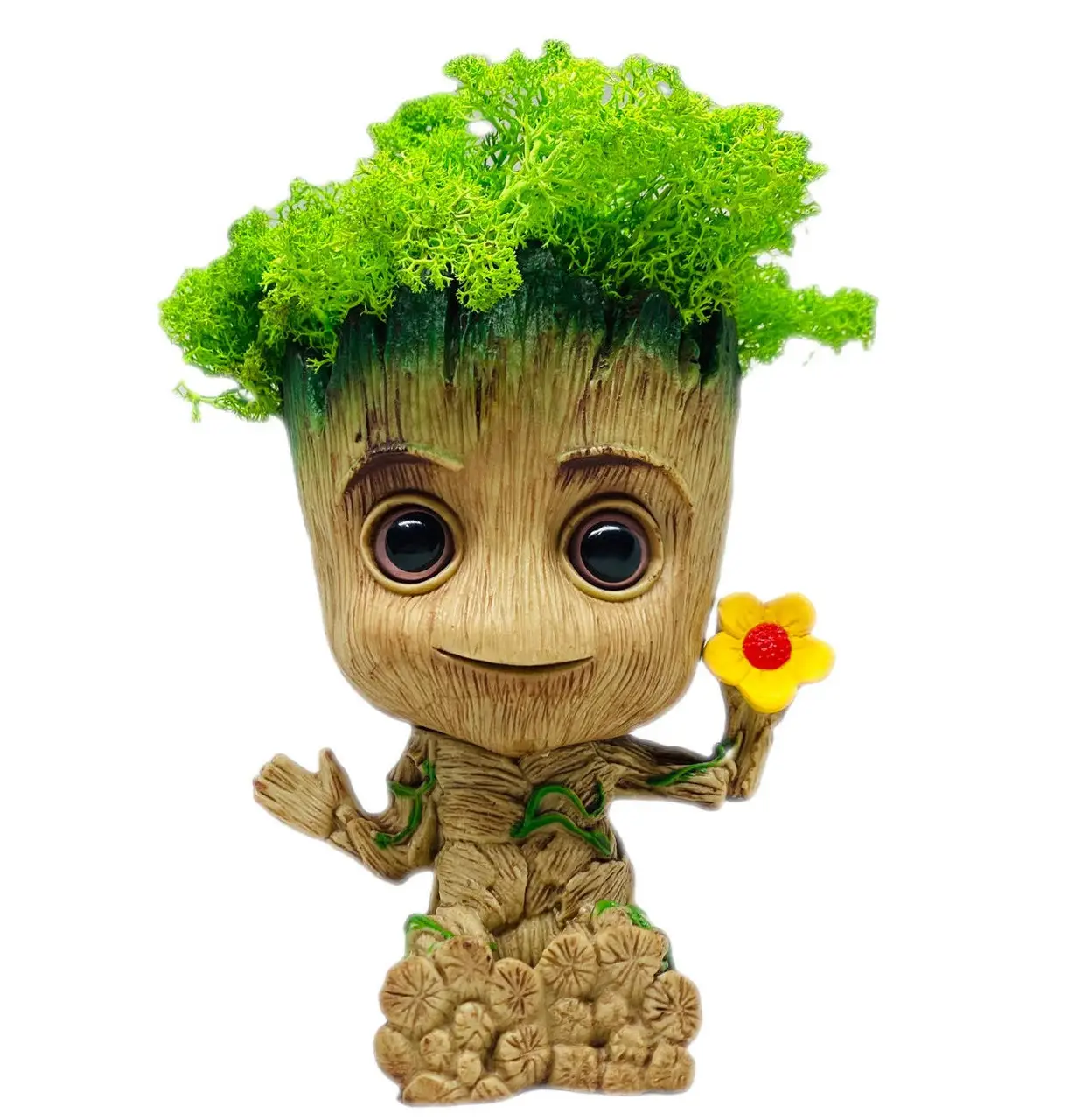 Горшок для вазонов Groot G8 Малыш с цветком/стабилизированный мох Зеленый