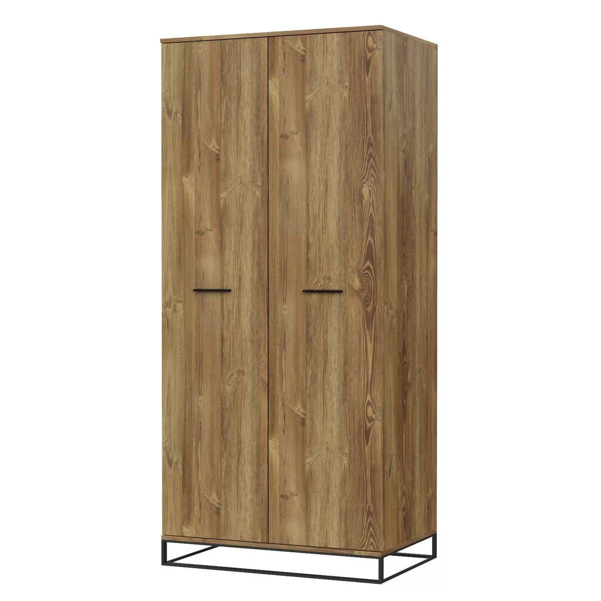 Шкаф распашный в стиле лофт Ascet со штангой и полками ЛДСП/металлические ножки 90х200х59 см Дуб Барокко (AS16080000030)