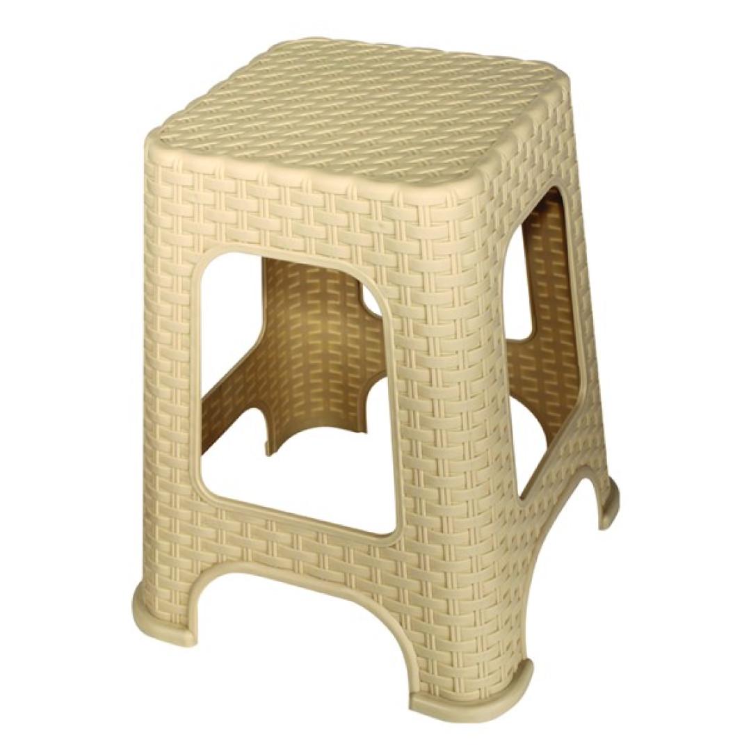 Табурет большой Elif пластиковый ротанг Бежевый (29586142) - фото 1 Табурет большой Elif пластиковый ротанг Бежевый (29586142) - фото 1