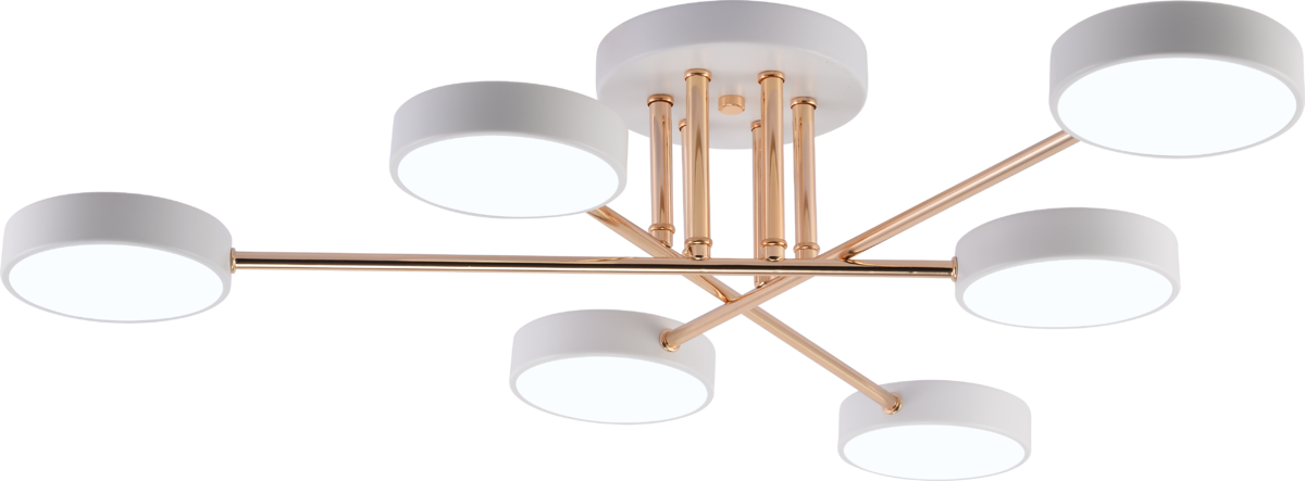 Люстра потолочная светодиодная Lighthouse SRS-19473/6 WT+FGD Белый из золотым