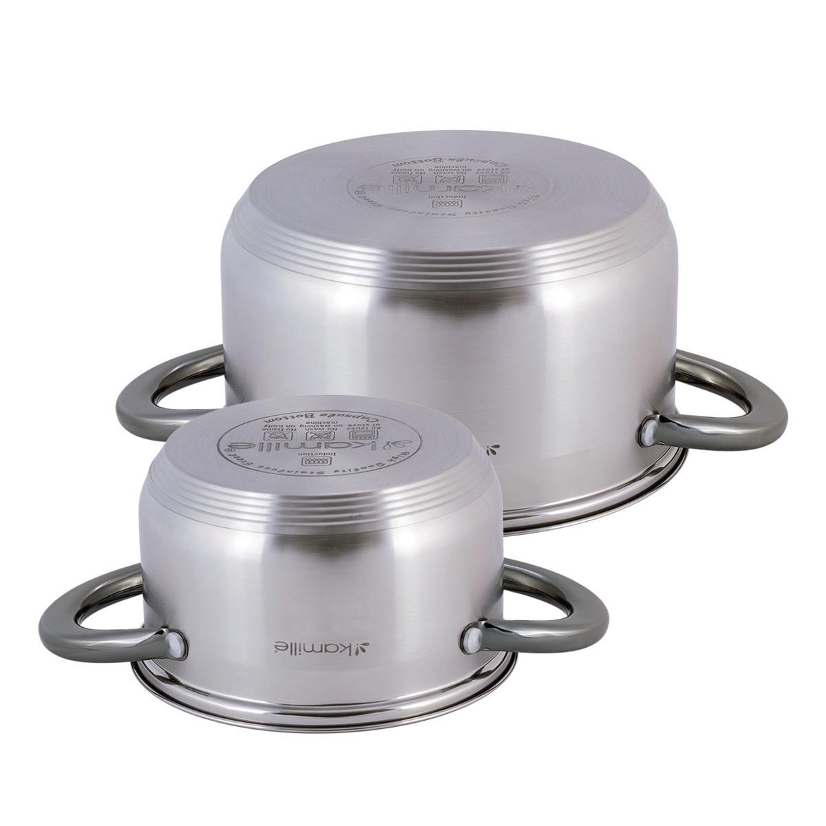 Набір каструль із кришками Kamille КМ-4925 із нержавіючої сталі з 4-х предметів Сталевий (150-84-4925) - фото 5