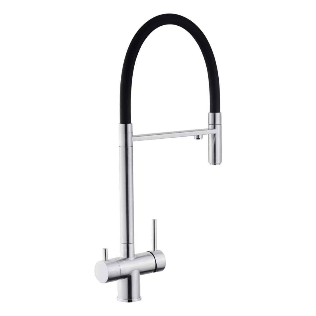 Смеситель для кухни Kroner KRP Edelstahl Klassisch ESG03815BLK врезной с длинным изливом Нержавеющая сталь/Черный (CV027933)