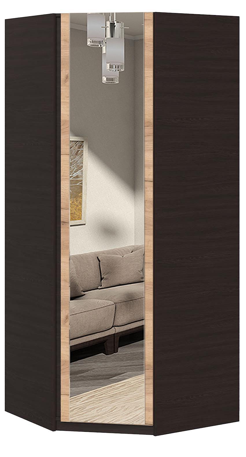 Шафа кутова з дзеркалом Майстер Форм Брайт 850х520х2000 мм Венге магія/Дуб крафт золотий (32172) - фото 1