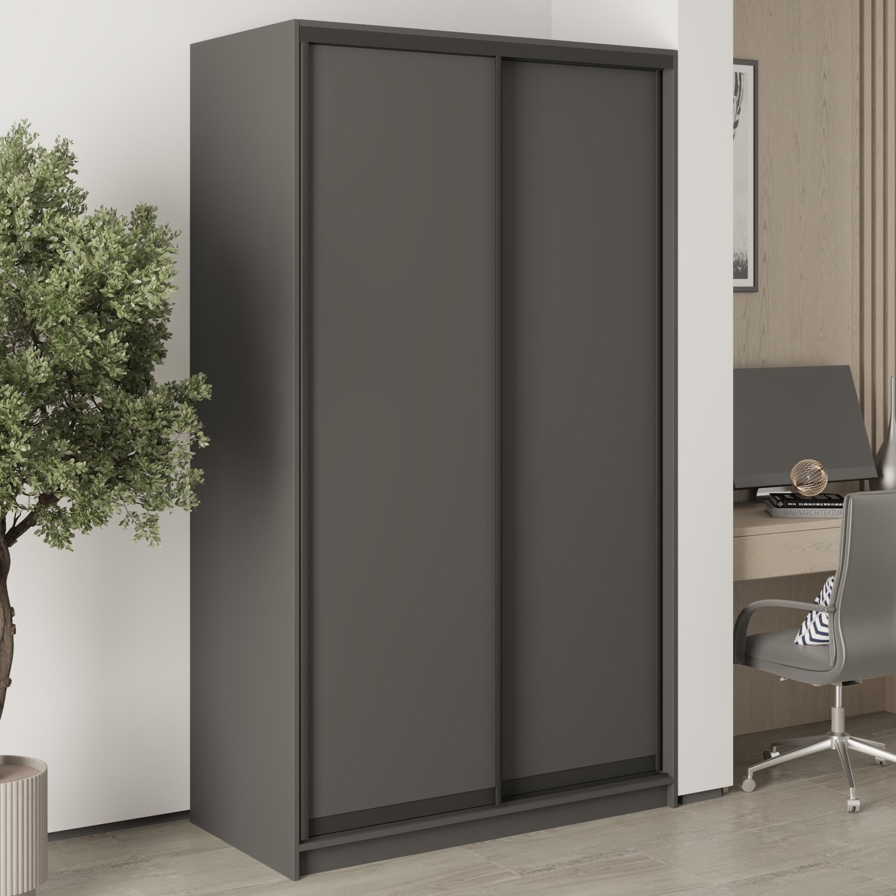 Шафа-купе дводверна MebelStar Уні BG 2 ДСП 120x45x210 см Антрацит (MBS-11305)
