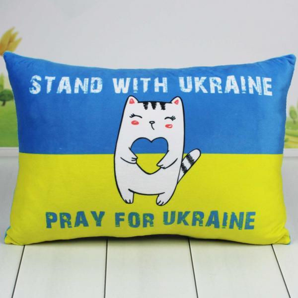 Подушка Копица с принтом Патриотическая Кот с сердцем 38х26 см (00291-31)