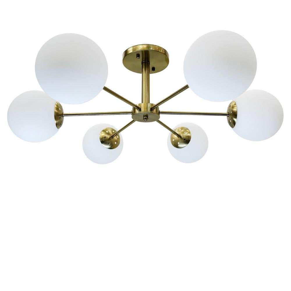 Люстра молекула потолочная Light House SH-20387/6 E27 плафоны белые 780х780х260 мм Медный